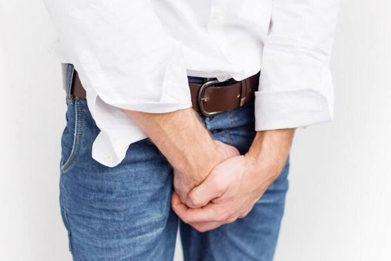 pain in groin with discharge when excited;